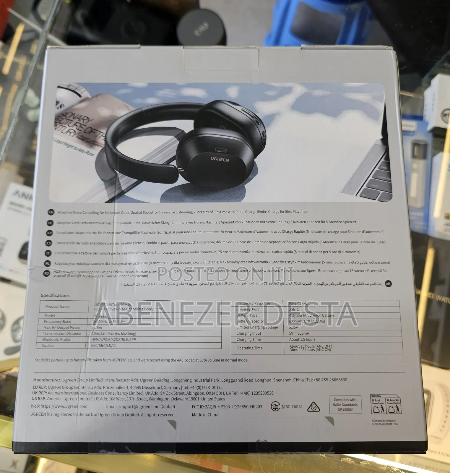Ugreen HiTune Max5c Hybrid Noise-Cancelling Headphones in Black