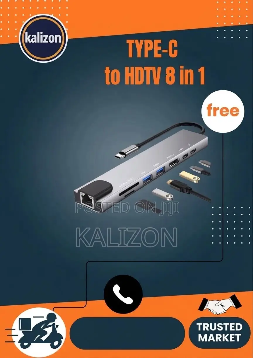 TYPE-C to HDTV 8 in 1 Hub