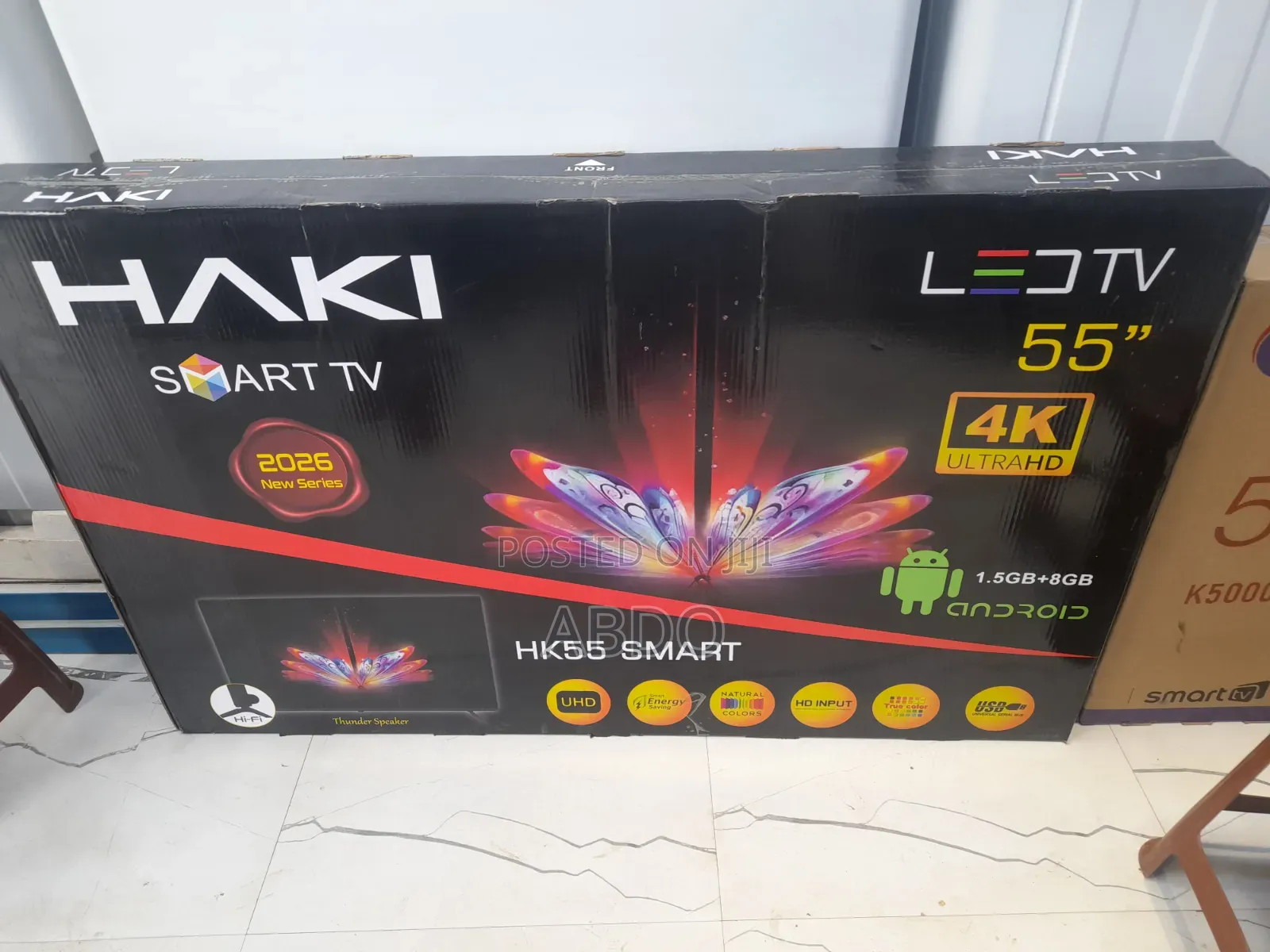 Haki Smart Led TV 55 Inch Andraid Doubel Gelass Screen 2026 Hifi Sp