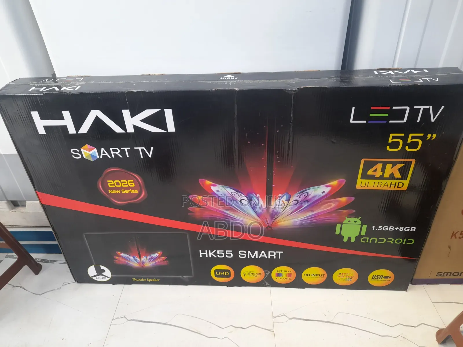 Haki Smart Led TV 55 Inch Andraid Doubel Gelass Screen 2026 Hifi Sp