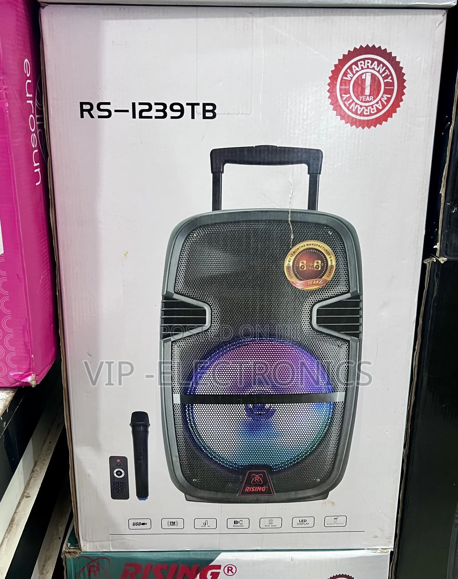 Rising Portable Speaker Trolley Bluetooth LED Light Display,