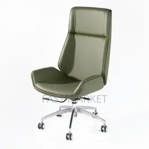 Modern White Faux Leather High-Back Executive Office Chair