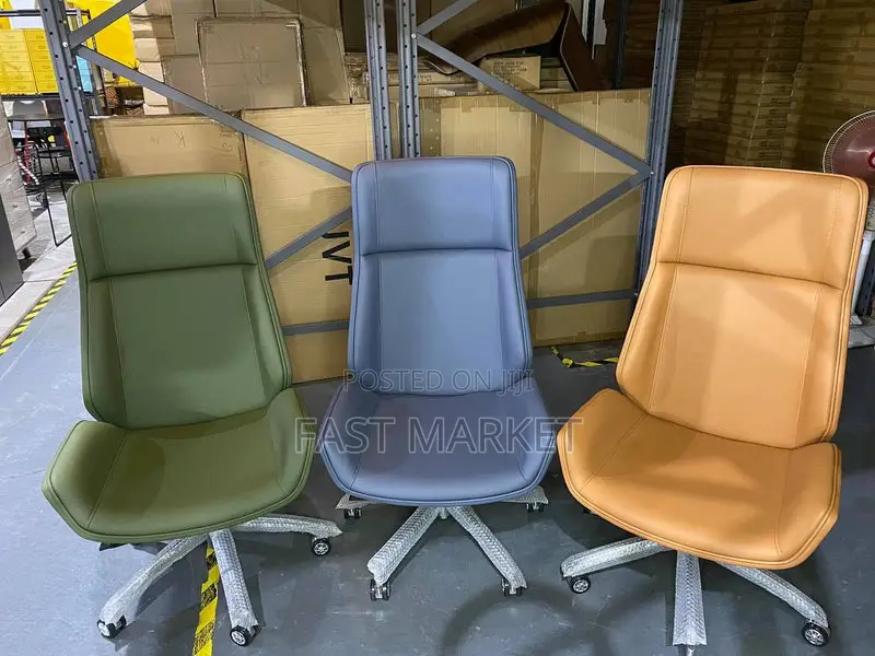 Modern White Faux Leather High-Back Executive Office Chair