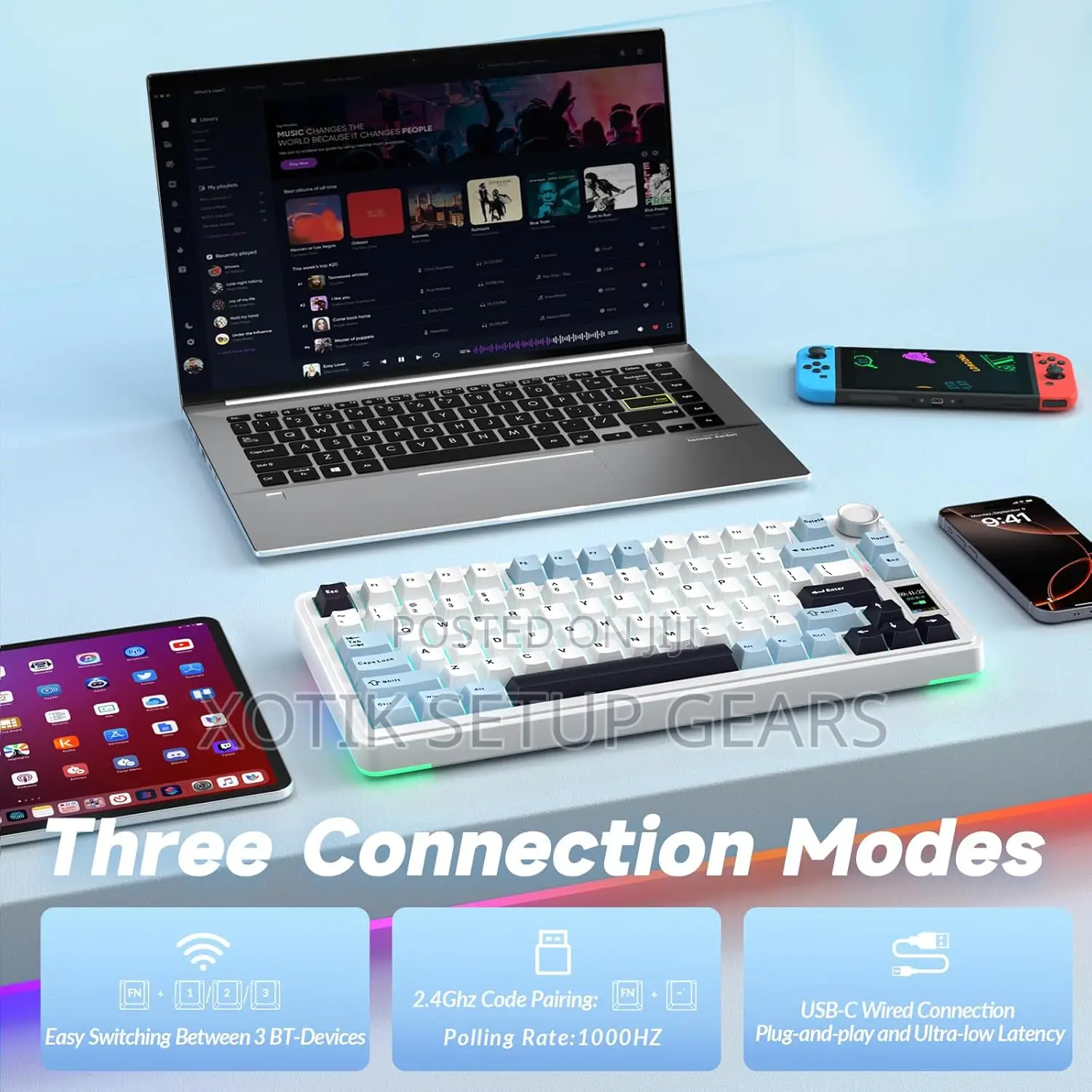 75% Aula S75 Pro Mechanical Keyboard - Gaming Keyboard W Screen Knob