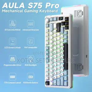 75% Aula S75 Pro Mechanical Keyboard - Gaming Keyboard W Screen Knob