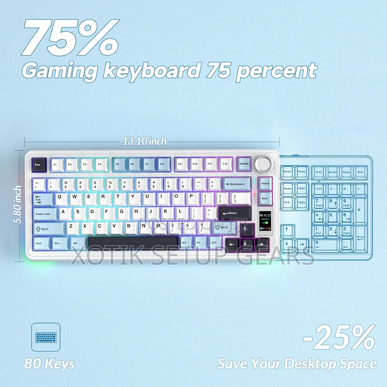 75% Aula S75 Pro Mechanical Keyboard - Gaming Keyboard W Screen Knob