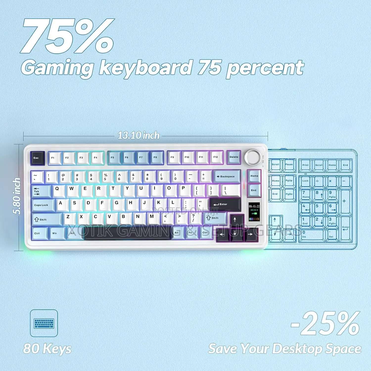 75% Aula S75 Pro Mechanical Keyboard - Gaming Keyboard W Screen Knob