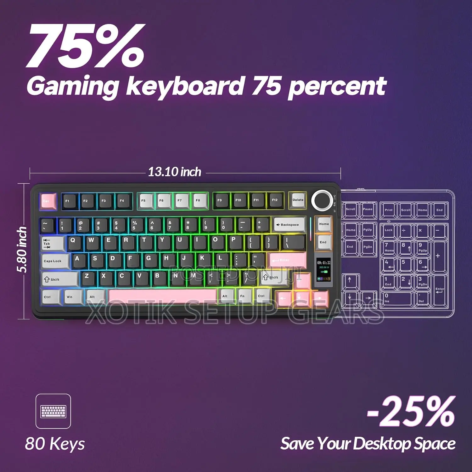 Black Colorway Aula S75 Pro Mechanical Keyboard - 75% Gaming Keyboard