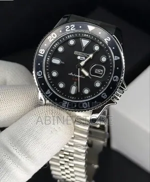 Seiko New5Sports Automatic GMT Watch — Blue/Black "Batman" Bezel