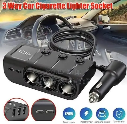 ERD 3in1 120W Car Charger Splitter