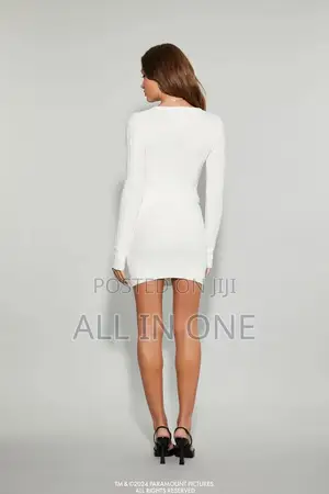 Off-White Ribbed Knit Mini Dress