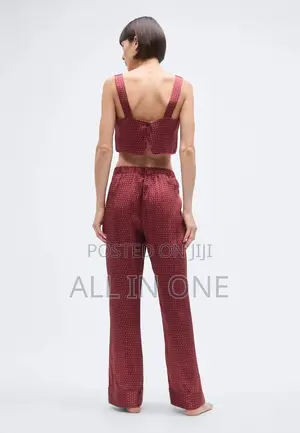 Red Silk Two Piece Lounge Set