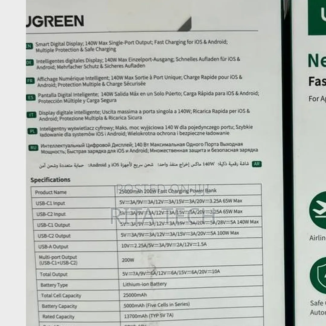 UGREEN 25,000mAh Power Bank