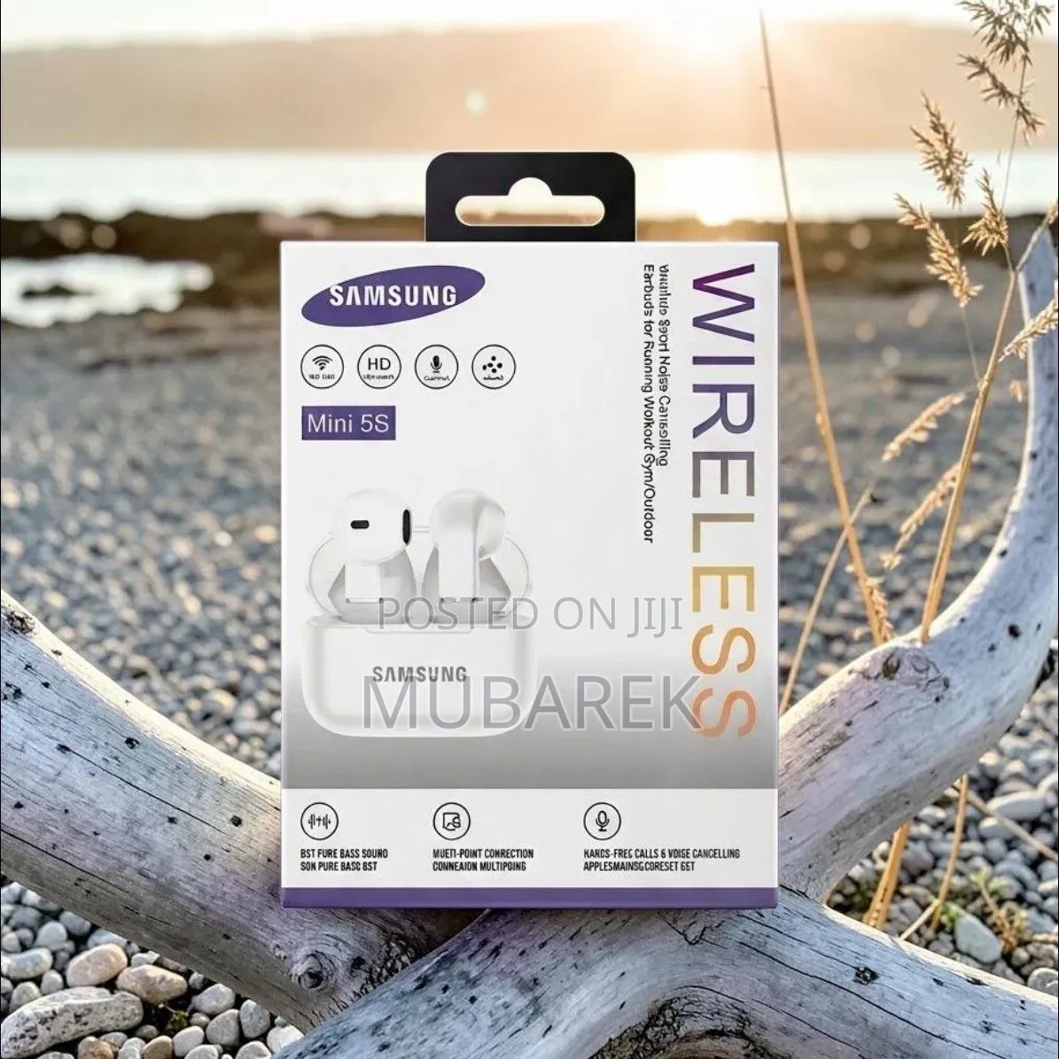 .Mini 5S Earbuds - سماعة أذن لاسلكية مع مايك للمكالمات