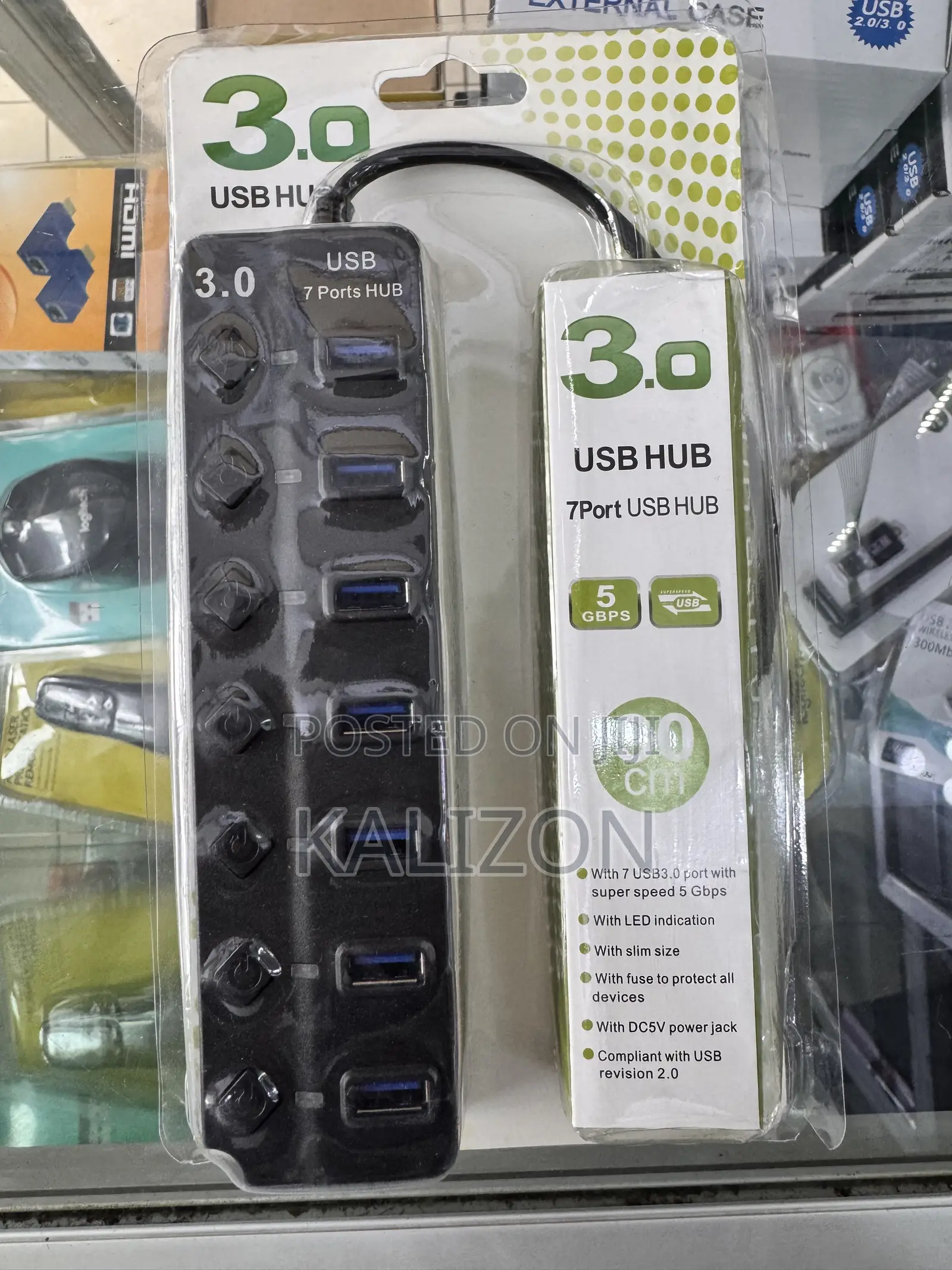 የከፍተኛ ፍጥነት 7-Port ዩኤስቢ ሃብ (USB 3.0 Hub) 7 Ports With Switches
