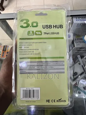 የከፍተኛ ፍጥነት 7-Port ዩኤስቢ ሃብ (USB 3.0 Hub) 7 Ports With Switches