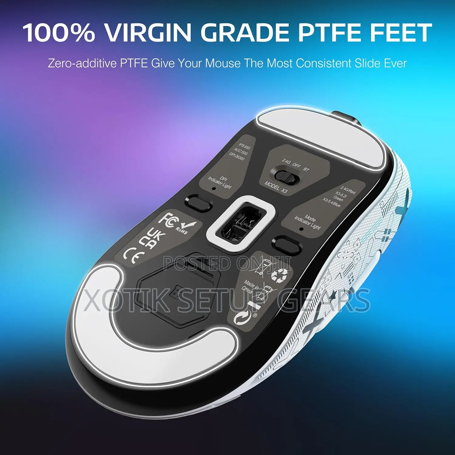 ATTACK SHARK X3 White Gaming Mouse - PAW 3395 Wireless Mouse