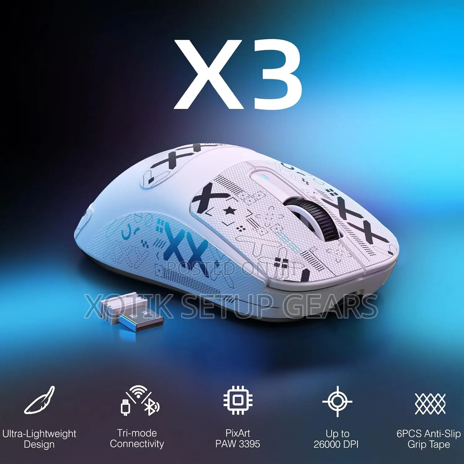 ATTACK SHARK X3 White Gaming Mouse - PAW 3395 Wireless Mouse