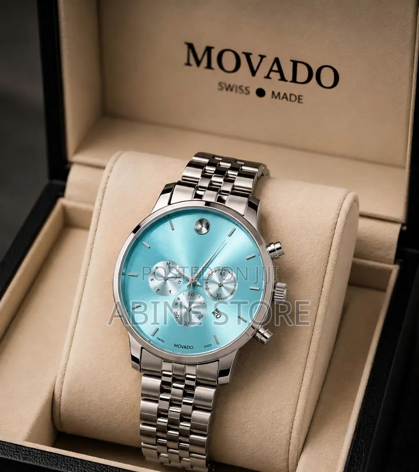 Museum-Style Chronograph Watch, 42mm — Blue Dial