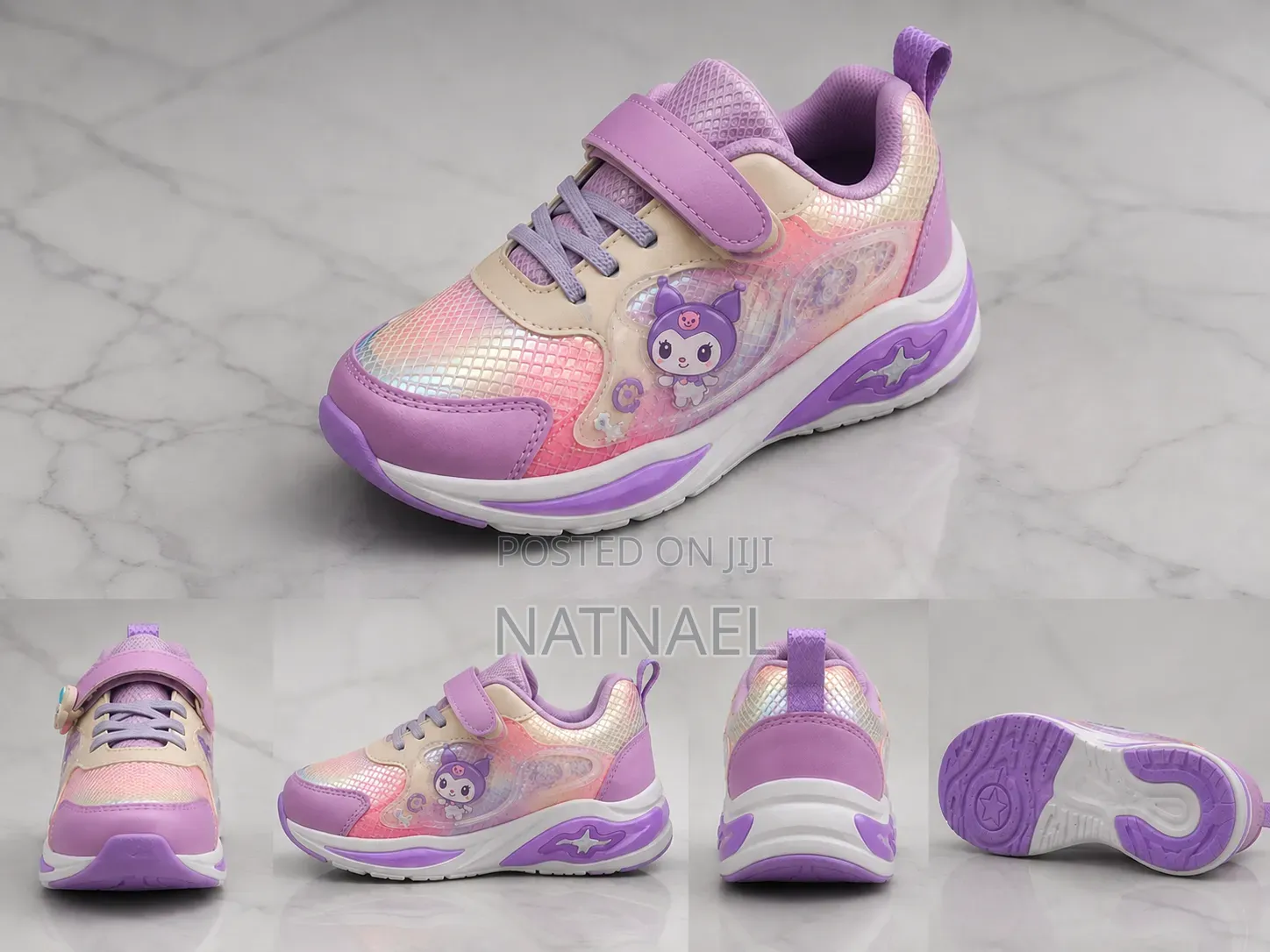 Girls Kuromi Light-Up Sneakers – Purple Kids Shoes