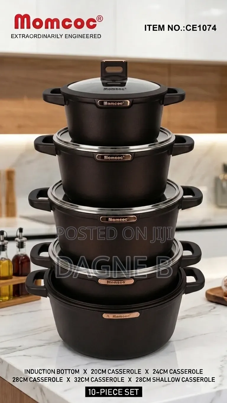 Momcoc Cookware Premium Quality 5 Set ማምኮክ ሴራሚክ ድስት ባለ 5 ደረጃ