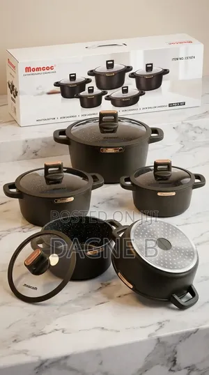 Momcoc Cookware Premium Quality 5 Set ማምኮክ ሴራሚክ ድስት ባለ 5 ደረጃ