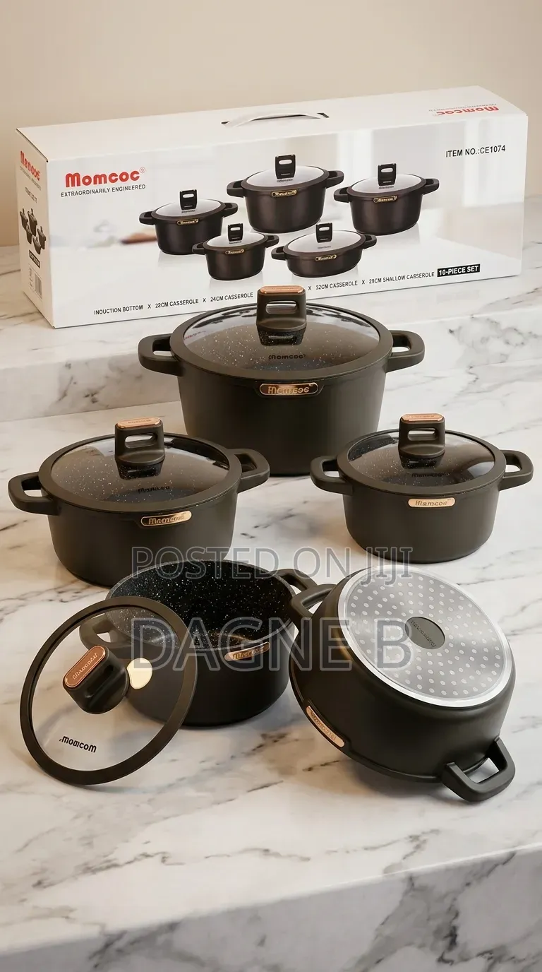 Momcoc Cookware Premium Quality 5 Set ማምኮክ ሴራሚክ ድስት ባለ 5 ደረጃ