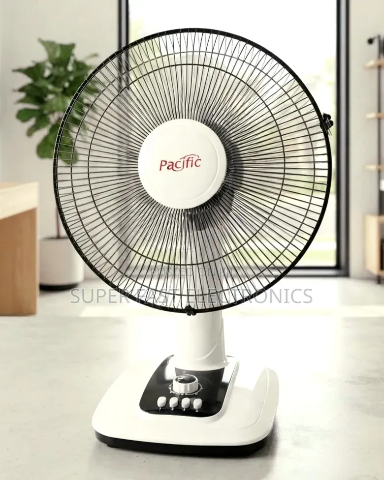 Pacific Electric Table Fan 16-Inch 3-Speed With Push-Button Control
