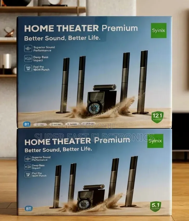 Syinix Home Theater Premium System - 150W Punch, Deep Bass, Bluetooth