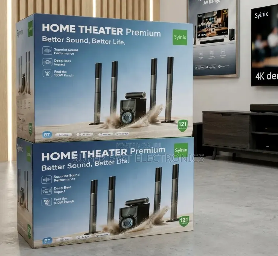 Syinix Home Theater Premium System - 150W Punch, Deep Bass, Bluetooth
