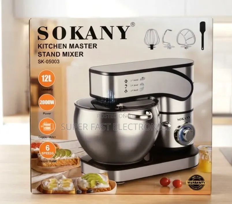Sokany Kitchen Stand Mixer 12L - 2000W, 6-Speed Professional Mixer