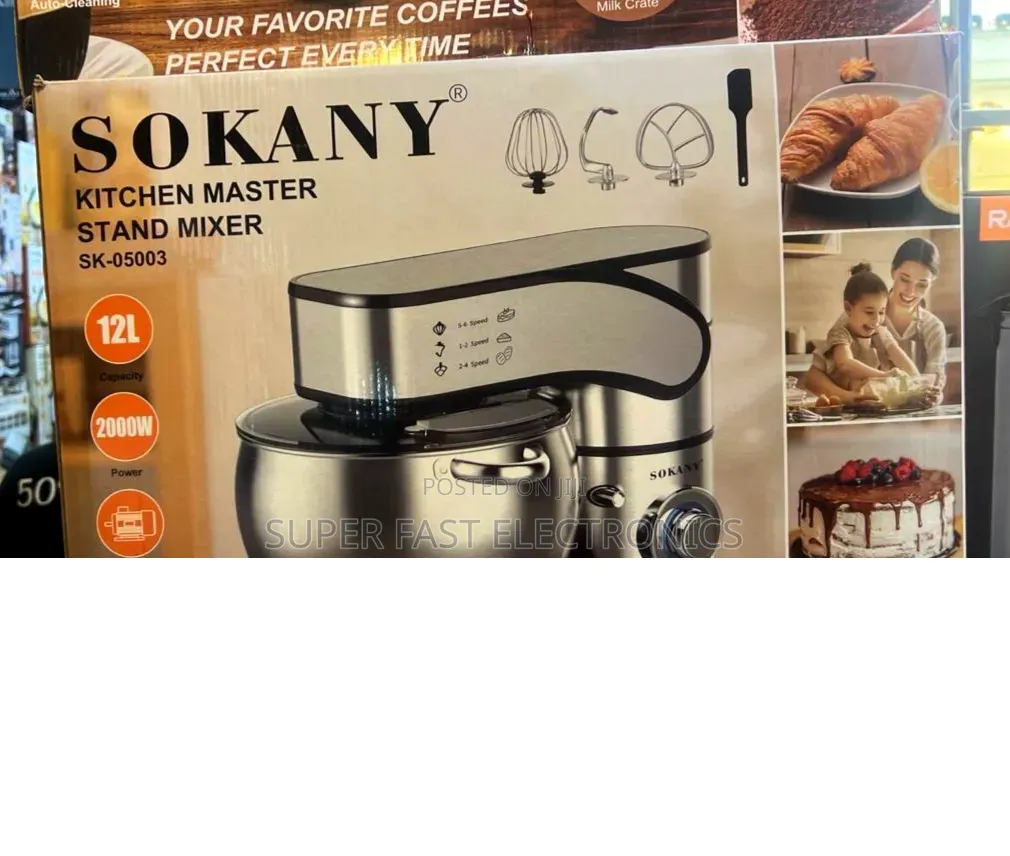 Sokany Kitchen Stand Mixer 12L - 2000W, 6-Speed Professional Mixer