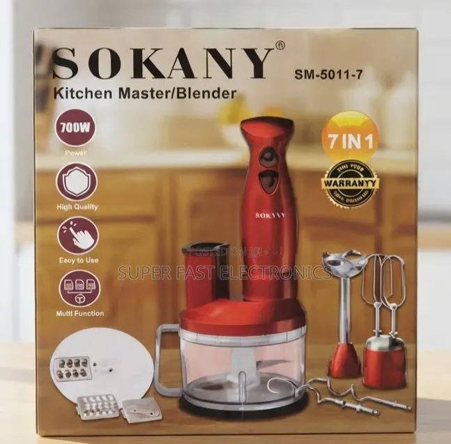 Sokany Hand Blender Kitchen Master 7-in-1 Food Processor Set - 700W