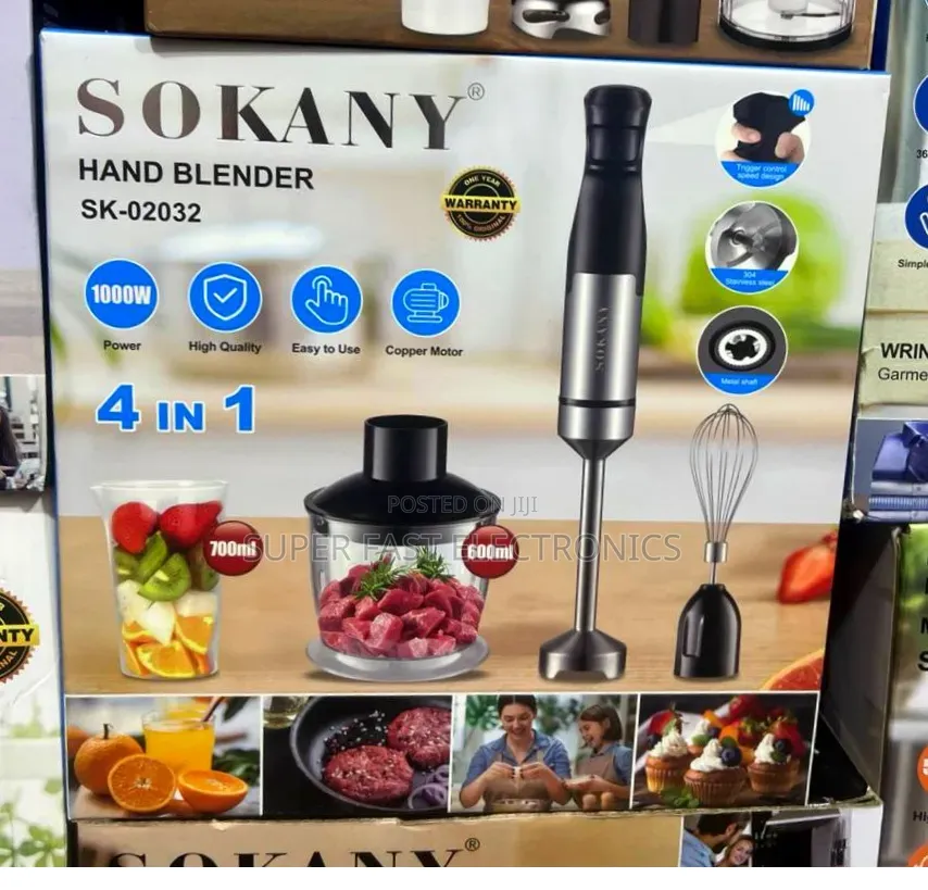 Sokany Hand Blender 4-in-1 Set - 1000W Immersion Blender With Chopper