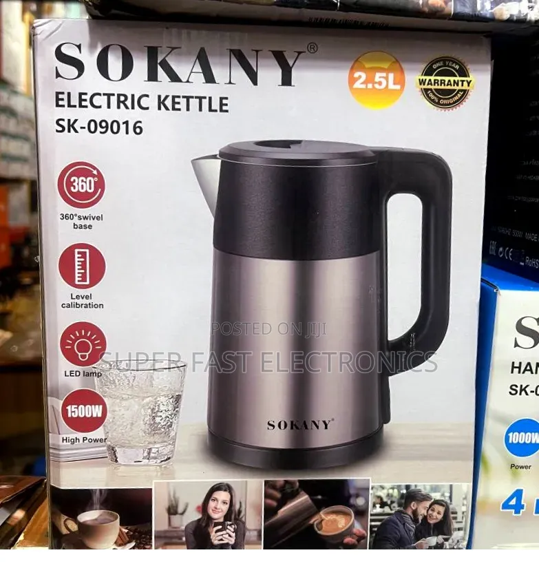 SOKANY Electric Kettle Boiler – 2.5L, 1500W Stainless Steel Kettle