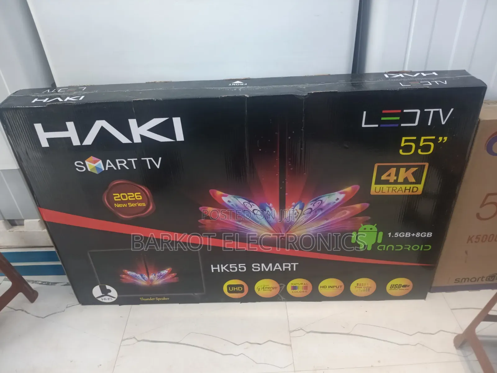 Haki Smart Led TV 55 Inch Andraid Doubel Gelass Screen 2026 Hifi Nw