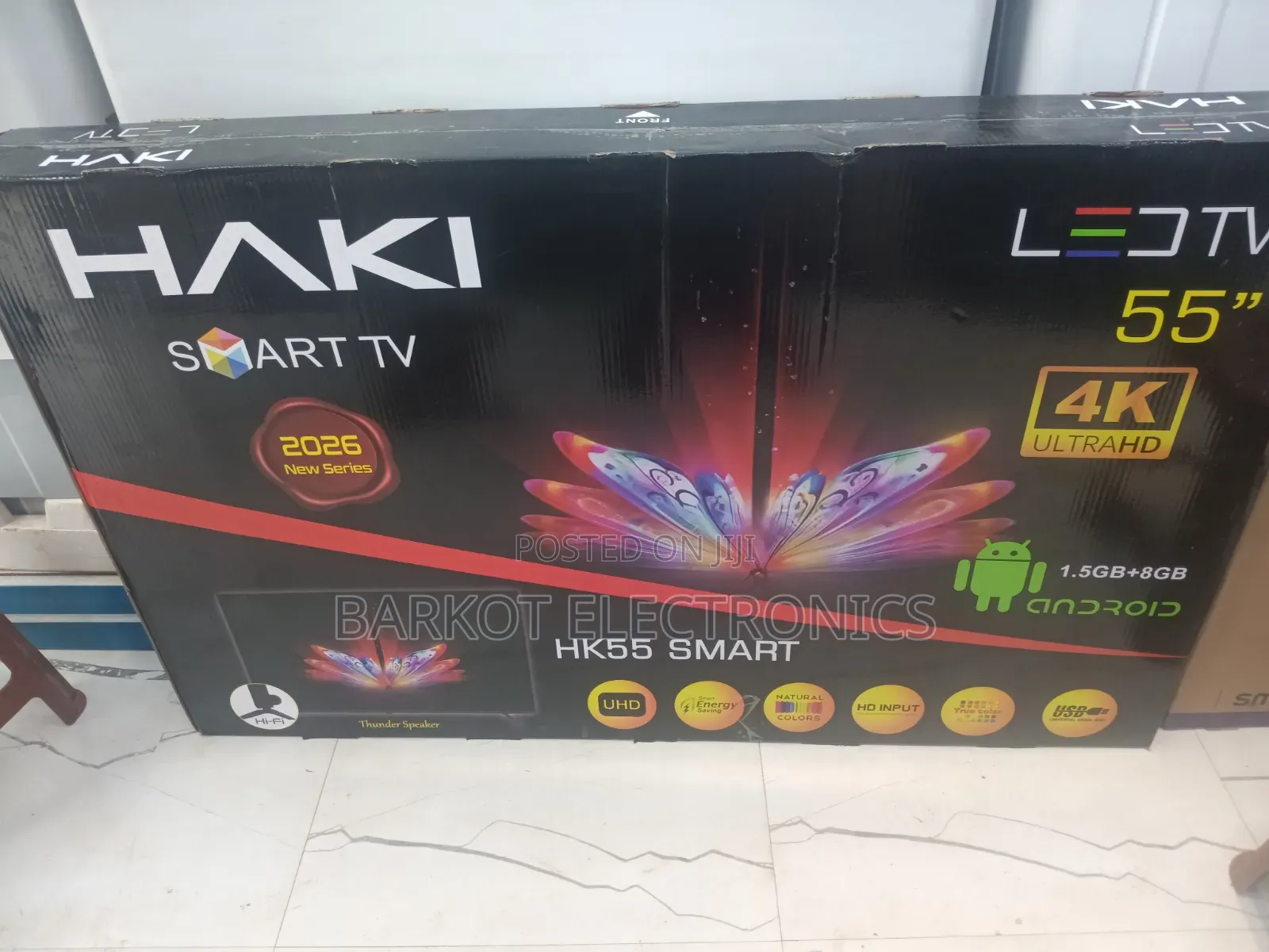 Haki Smart Led TV 55 Inch Andraid Doubel Gelass Screen 2026 Hifi Nw
