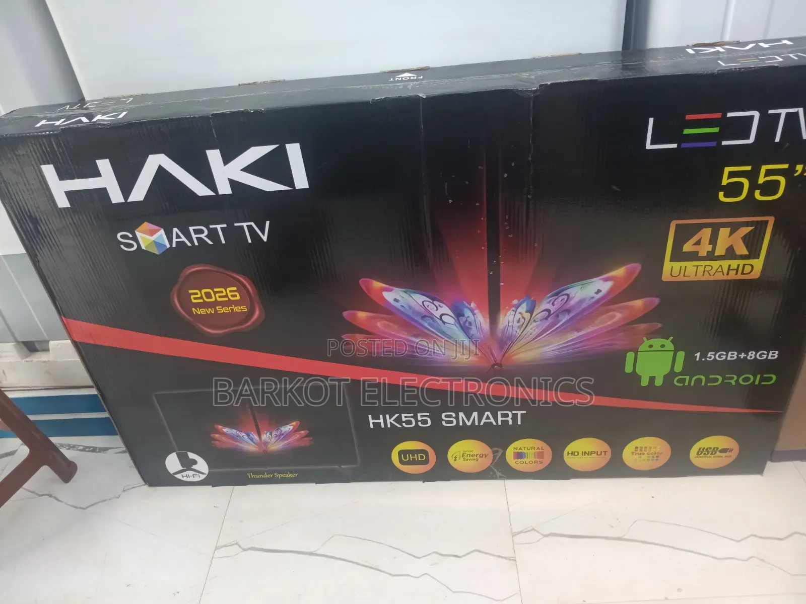 Haki Smart Led TV 55 Inch Andraid Doubel Gelass Screen 2026 Hifi Nw
