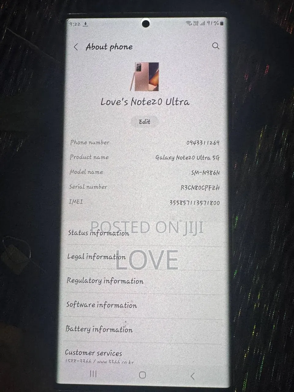 Samsung Galaxy Note 20 Ultra 5G 256 GB Pink