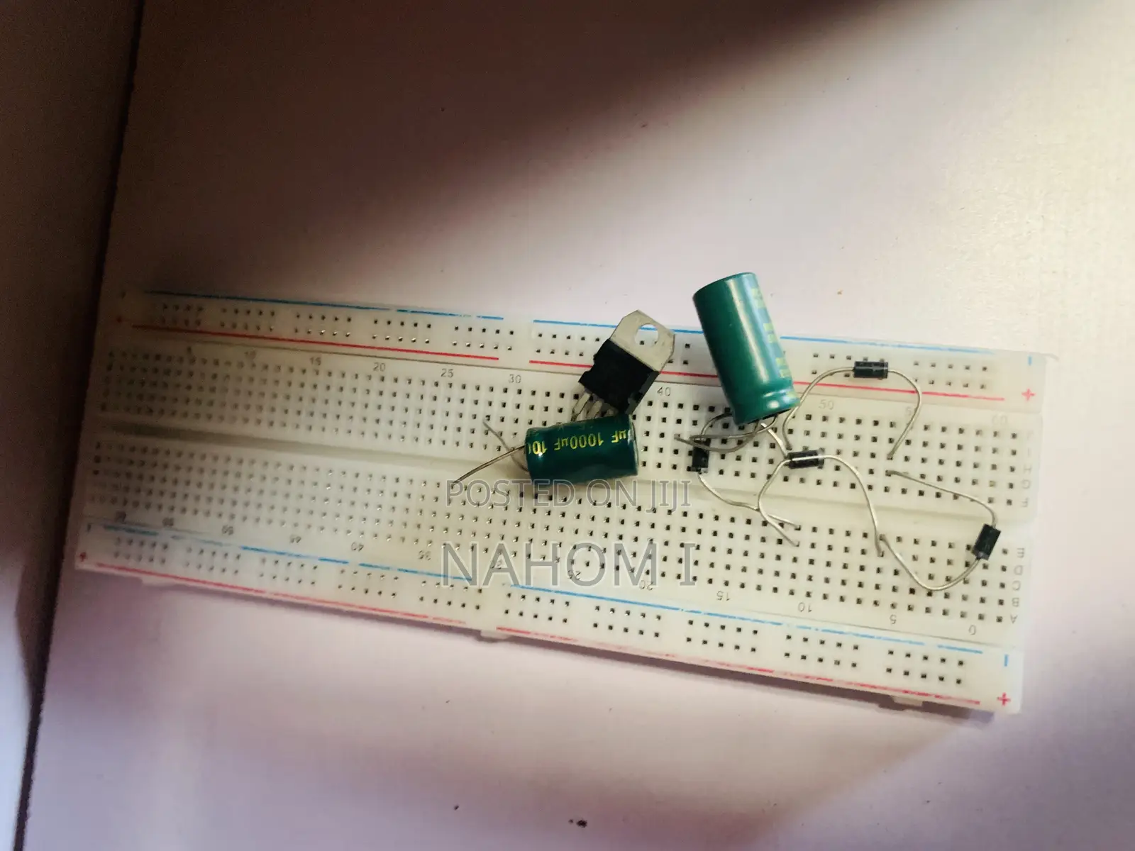 Electronics Breadboard With Two Electrolytic