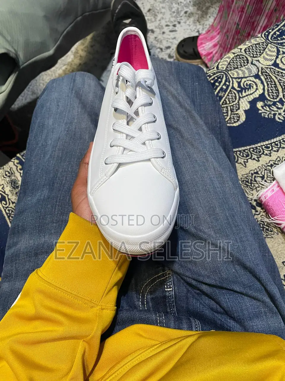 Original Women's White Leather Sneakers – Pink Platform Sole