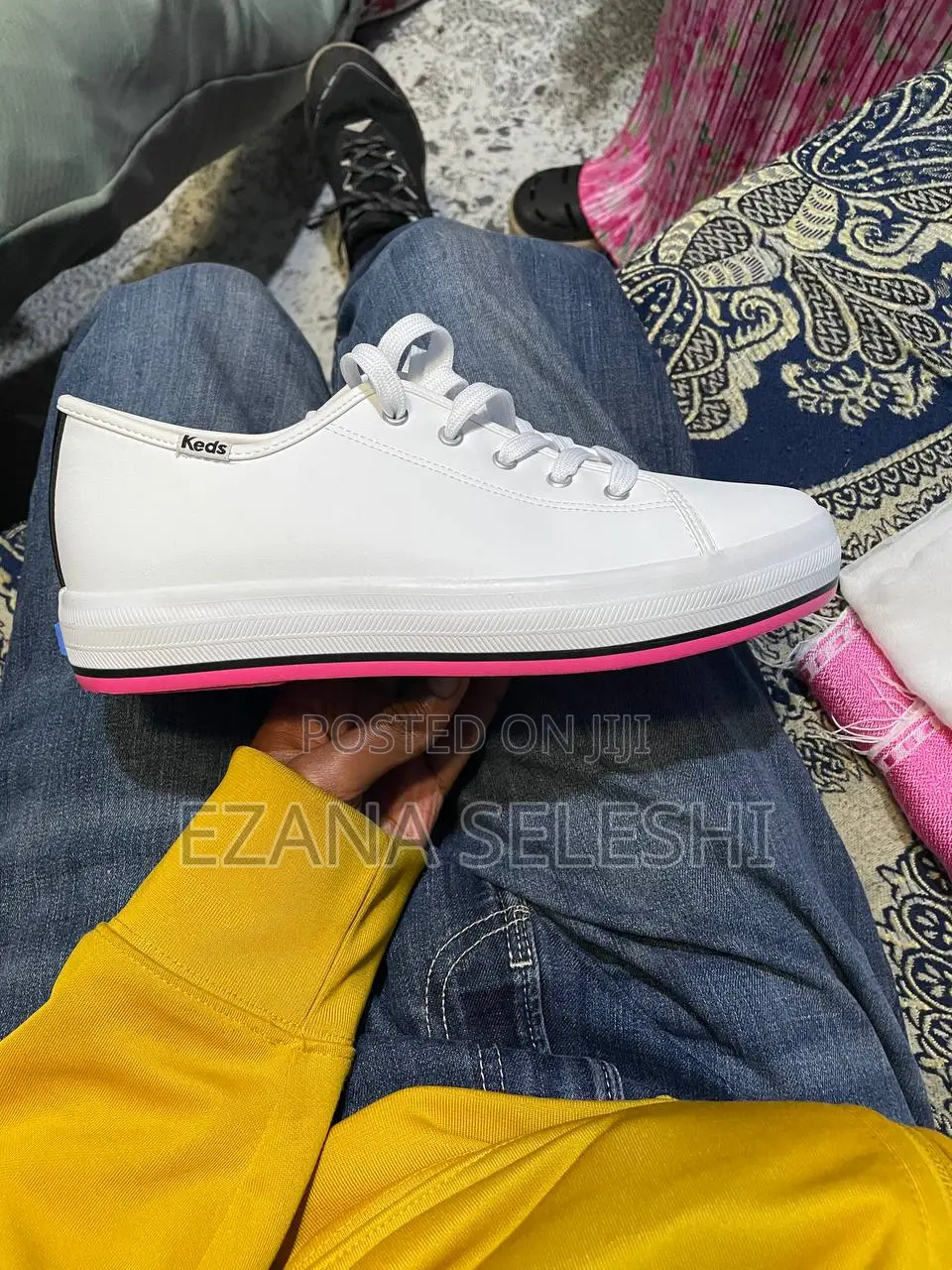 Original Women's White Leather Sneakers – Pink Platform Sole