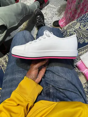 Original Women's White Leather Sneakers – Pink Platform Sole
