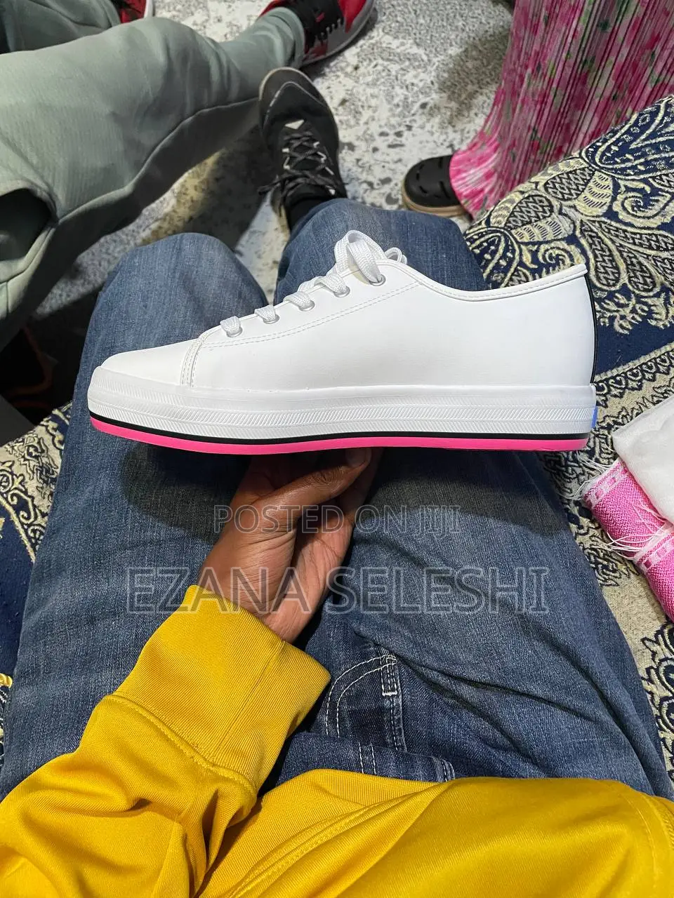 Original Women's White Leather Sneakers – Pink Platform Sole