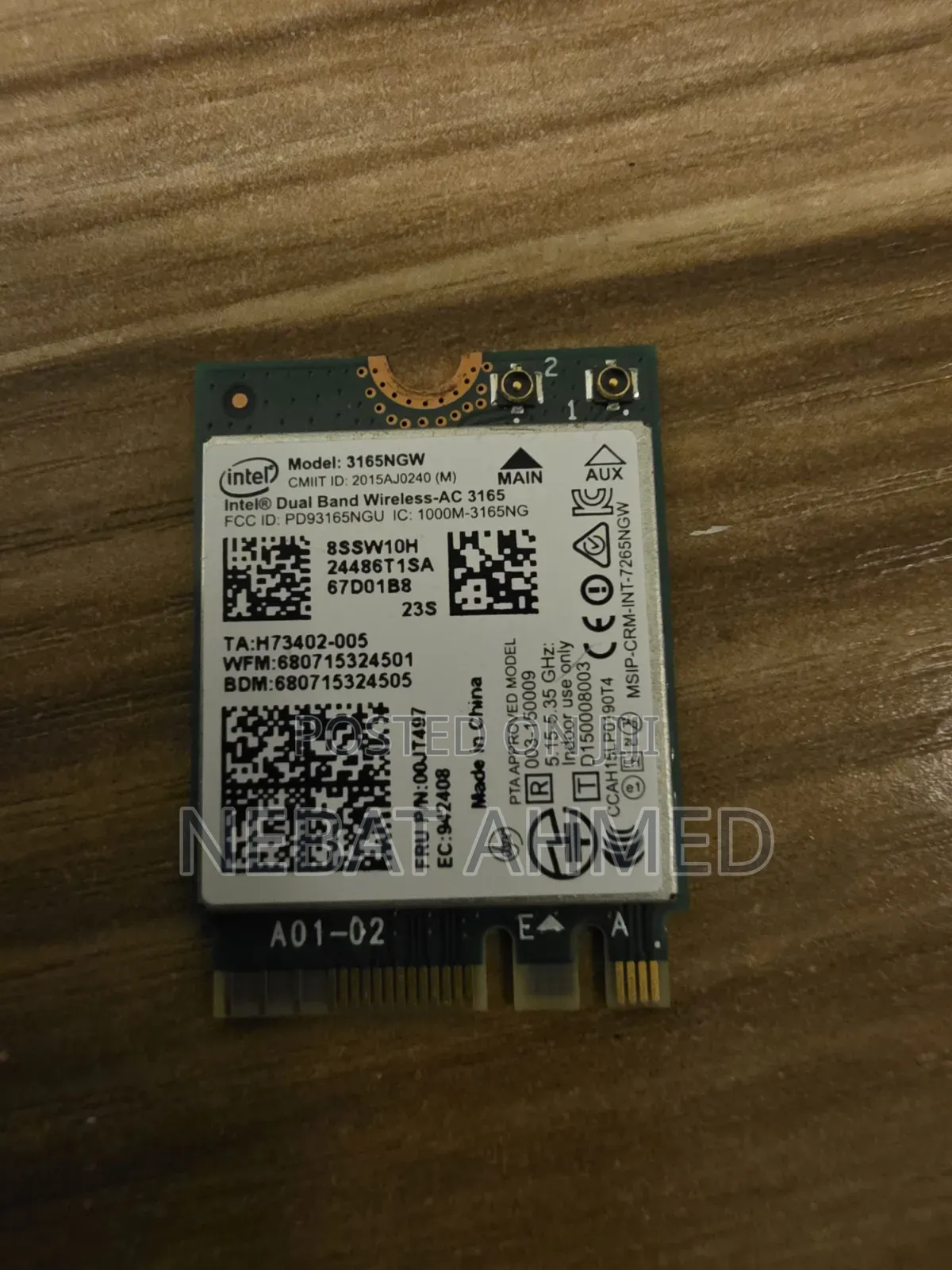Intel Dual Band Wireless-AC 3165 Wi-Fi + Bluetooth Card