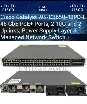 Cisco Catalyst WS-C3650-48PD-L 48 GbE PoE+ 10G Uplinks, Layer 3 Switch