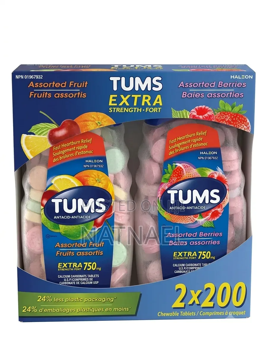 TUMS Extra Strength 750mg (Assorted Fruit) - አሲድ እና የጨጓራ ማቃጠል ማስታገሻ