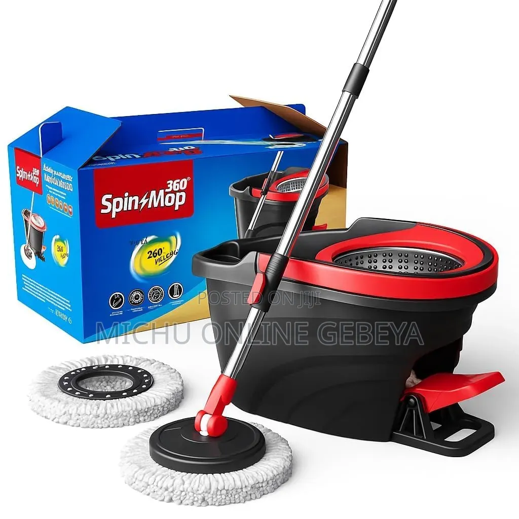 Spin Mop 360° የሚሽከረከርና በእራሱ የሚጨምቅ መወልወያ/ Free Delivery