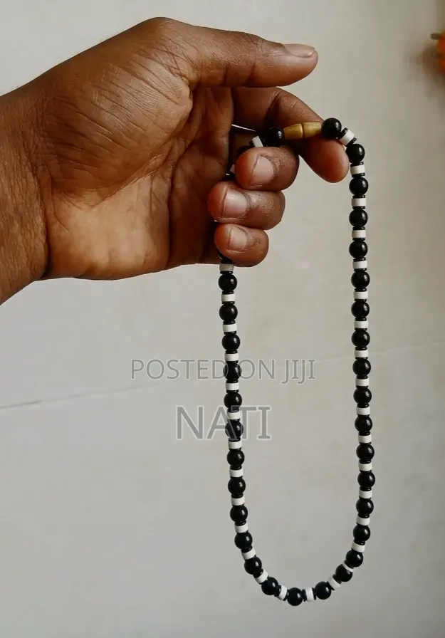 Handmade Black and White Beaded Necklace