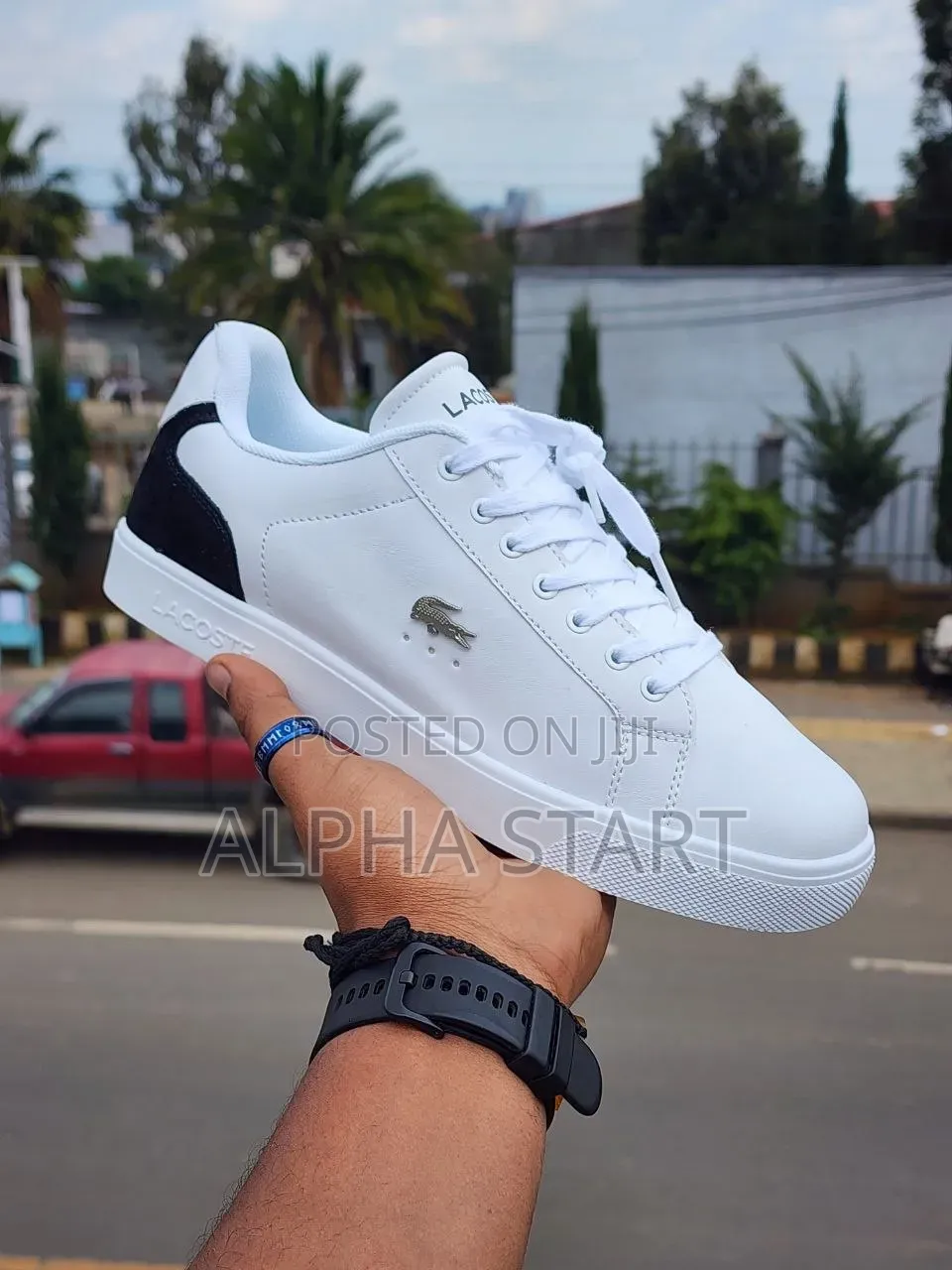 Lacoste High Master Quality White Color Flat Lather Shoes